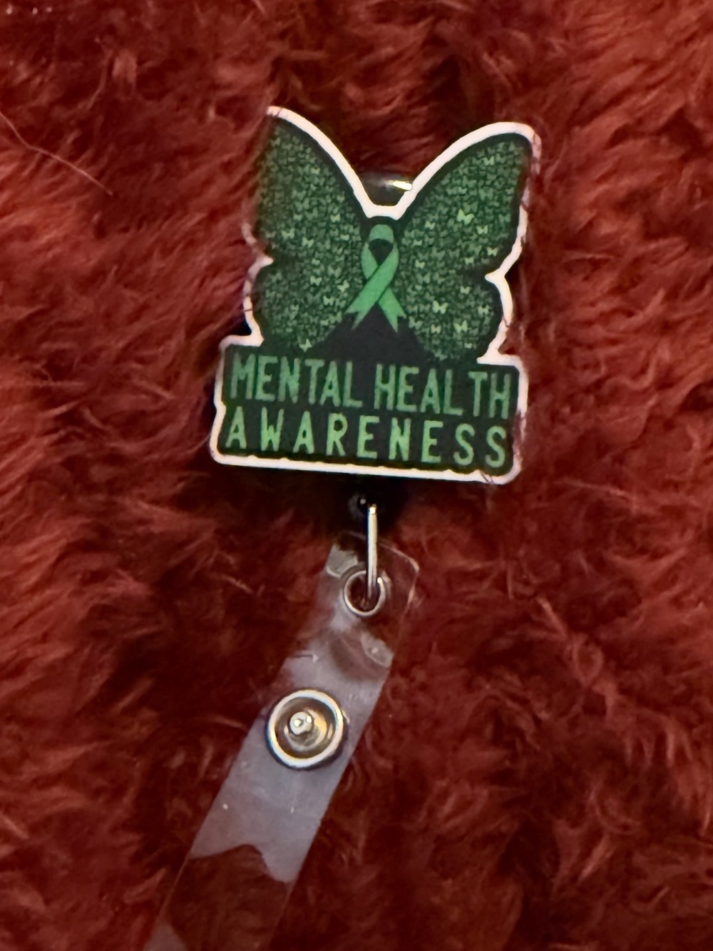 Mental Health Awareness Butterfly Badge Reel - Green